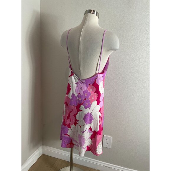 Natori Womens Medium Croisette Chemise Pink Purple Floral Slip Dress - Picture 2 of 9